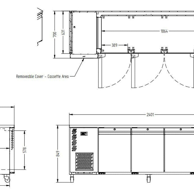 Williams Opal - Four Door Stainless Steel Under Counter Refrigerator With Blown Air Well