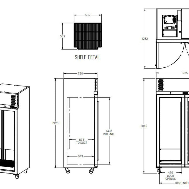 Williams Pearl - Two Door Stainless Steel Upright Display Refrigerator