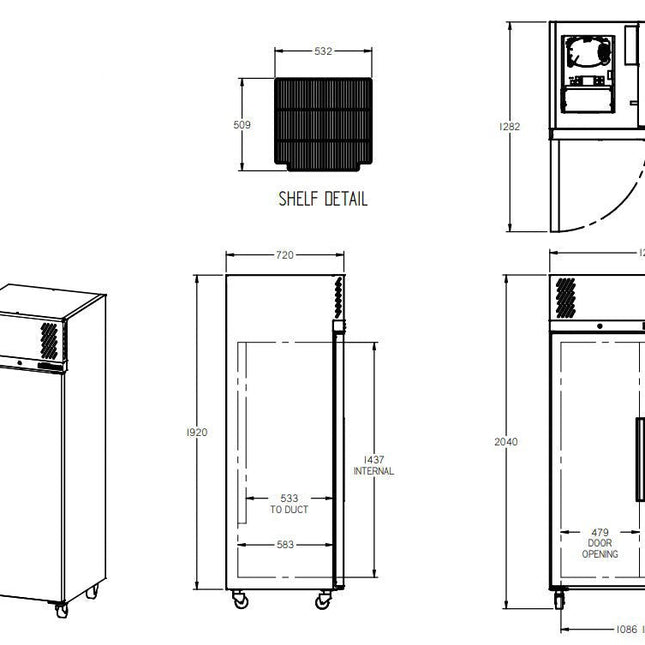 Williams Pearl - Two Door White Colorbond Upright Storage Refrigerator