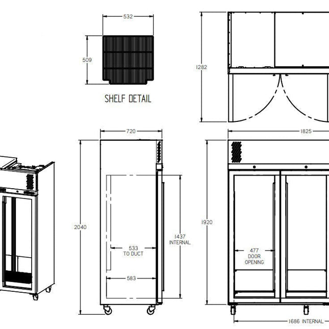 Williams Pearl - Three Door Stainless Steel Upright Display Refrigerator