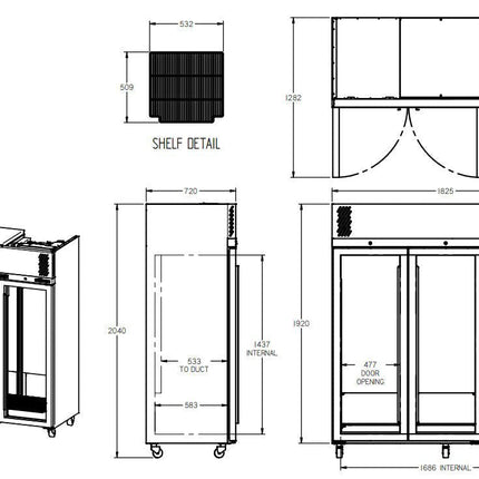 Williams Pearl - Three Door White Colorbond Upright Display Refrigerator