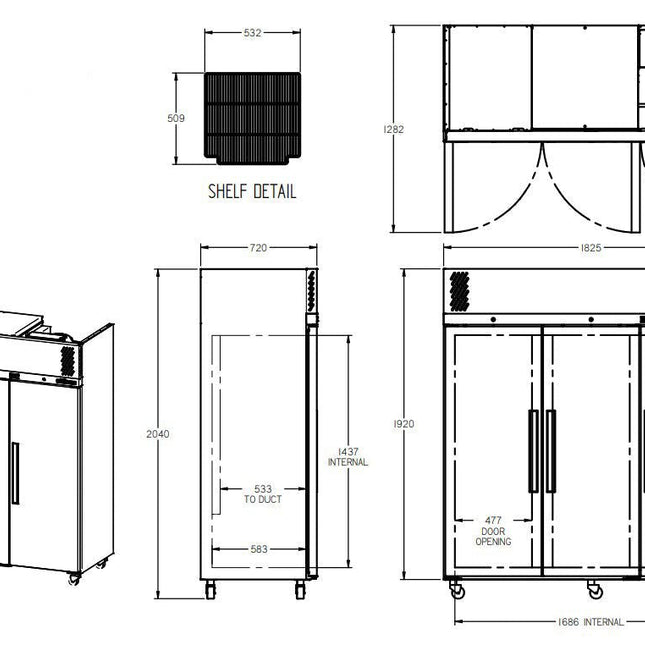 Williams Pearl - Three Door Stainless Steel Upright Storage Refrigerator