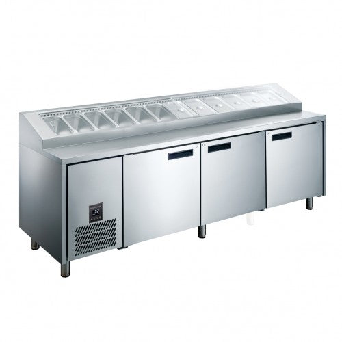Glacian 3 Door Pizza Prep Fridge 656L HPB2476