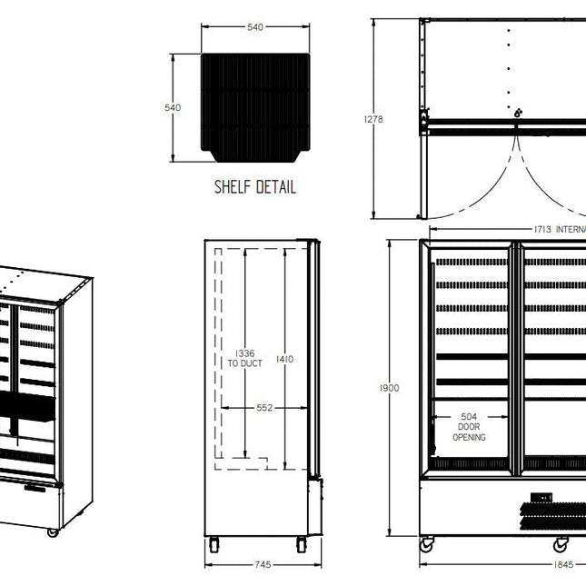 Williams Quartz Star - Three Door White Colorbond Upright Display Refrigerator