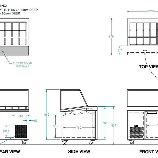 Williams Banksia - One Door White Colorbond Prep Counter Refrigerator With Angled Blown Air Well