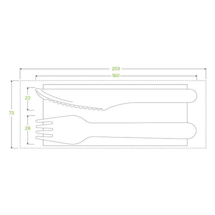 BioPak HY-16KFN-COATED 16cm coated knife, fork and napkin set