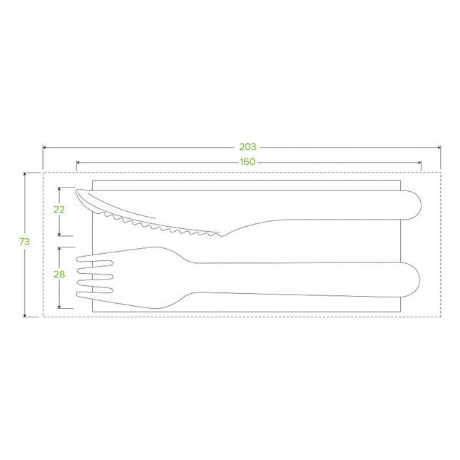 BioPak HY-16KFN-COATED 16cm coated knife, fork and napkin set