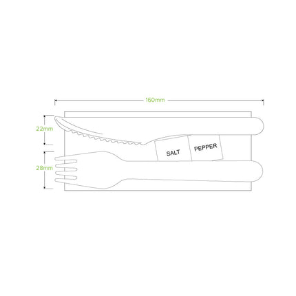 BioPak HY-16KFNSP-COATED 16 cm coated knife, fork, napkin, salt &