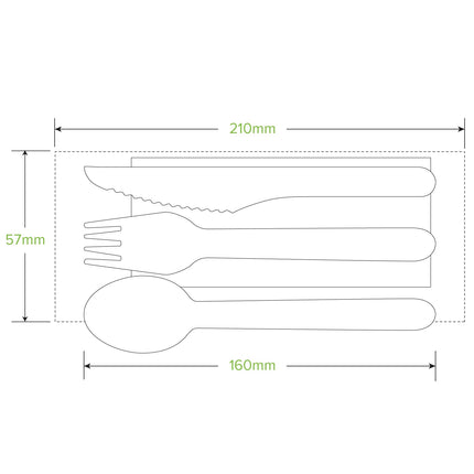 BioPak HY-16KFSN 16cm knife, fork, spoon and napkin set, FSC