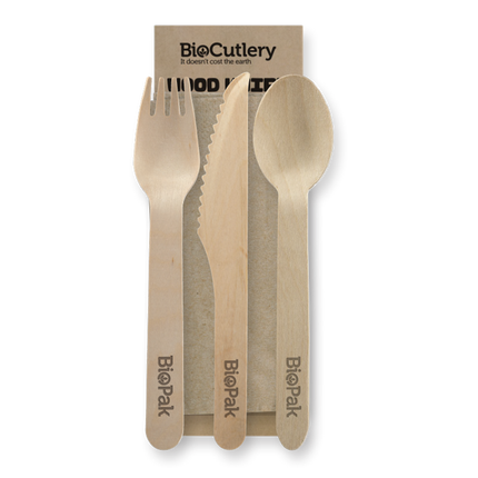BioPak HY-16KFSN 16cm knife, fork, spoon and napkin set, FSC