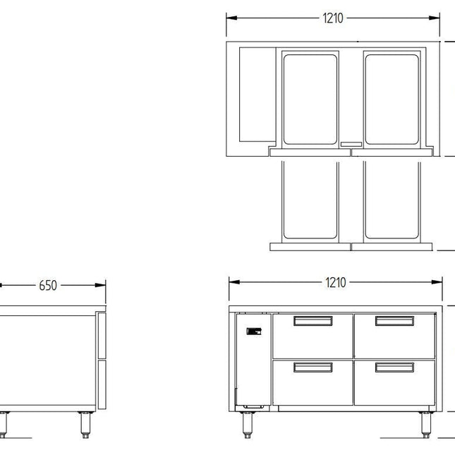 Williams Jarrah - Four Drawer Remote Hiline Refigerator