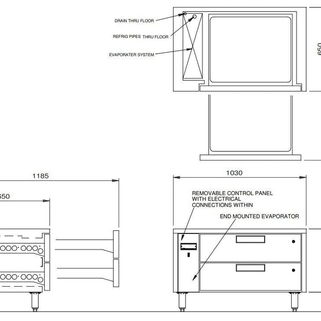 Williams Jarrah - Two Drawer Remote Lowline Refigerator