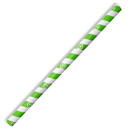 BioPak JP-PBS-10X197-GS 10mm jumbo paper straw green stripe
