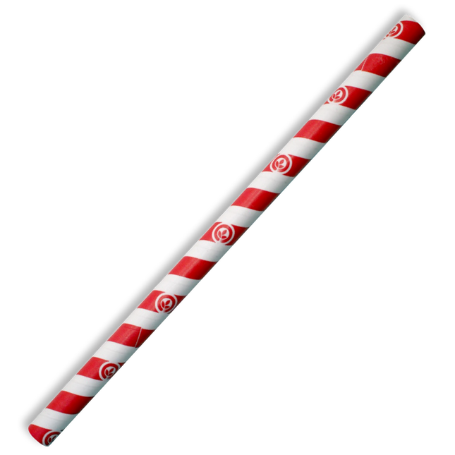 BioPak JP-PBS-10X197-RS 10mm jumbo paper straw red stripe