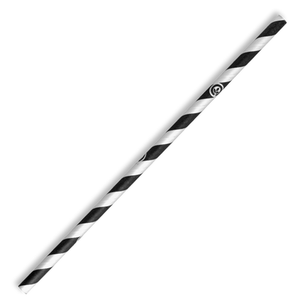 BioPak JP-PBS-6X197-BS 6mm regular paper straw black stripe