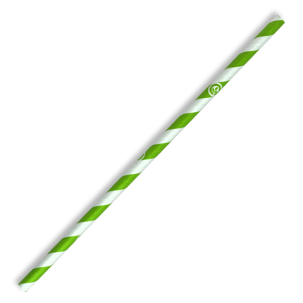 BioPak JP-PBS-6X197-GS 6mm regular paper straw green stripe