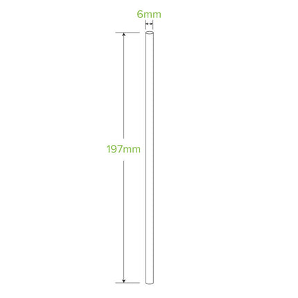 BioPak JP-PBS-6X197-BS 6mm regular paper straw black stripe