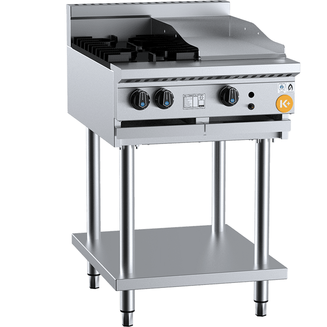 K+ Combination Two Open Burners Plus 300mm Grill Plate Natural Gas