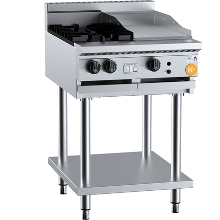 K+ Combination Two Open Burners Plus 300mm Grill Plate LPG
