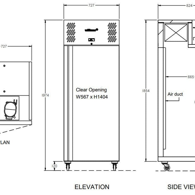 Williams Garnet Bakery - One Door 2/1 Gn Stainless Steel Upright Bakery Freezer