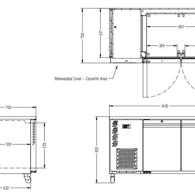 Williams Opal - Two Door Stainless Steel Under Counter Storage Freezer