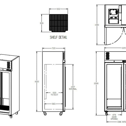 Williams Pearl - Two Door Stainless Steel Upright Display Freezer