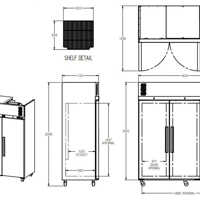 Williams Pearl - Three Door Stainless Steel Upright Storage Freezer
