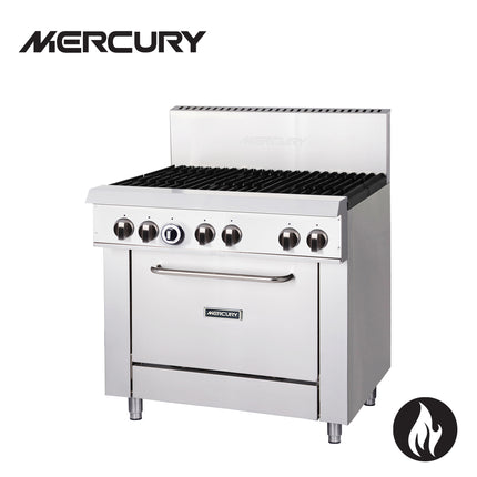Mercury Gas 6, 32 MJ Burners, Gas Static Oven Size 675 X 415 X 355 mm, Rack Size 635 X 560 mm, GN2/1,2 Racks, Drop Down Door M36S-6F