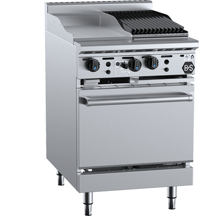 B+S Black Oven with 300mm Grill Plate & 300mm Char Broiler Natural Gas