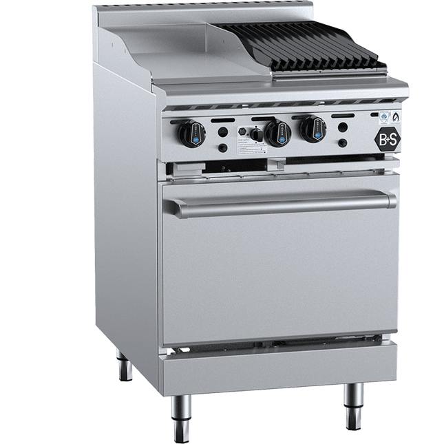 B+S Black Oven with 300mm Grill Plate & 300mm Char Broiler Natural Gas