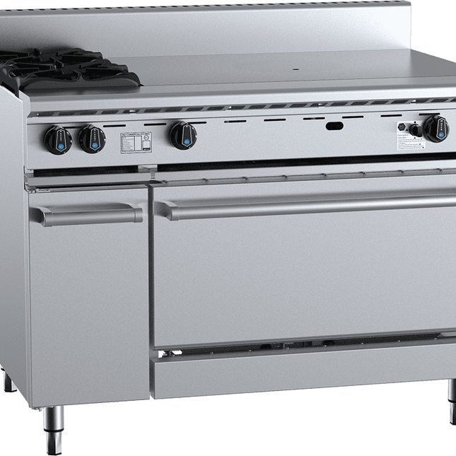 B+S Black Oven with Two Open Burners & 900mm Target Top Natural Gas