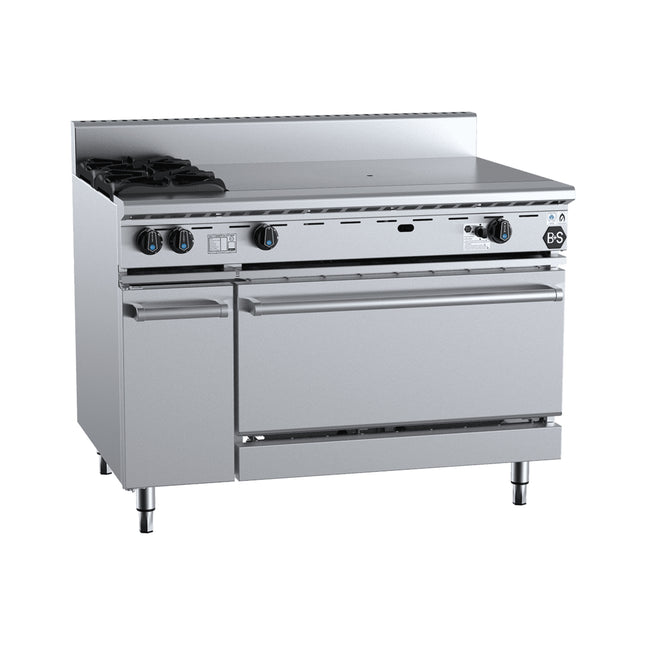 B+S Black Oven with Two Open Burners & 900mm Target Top LPG