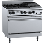 B+S Black Oven with Four Open Burners & 300mm Char Broiler LPG
