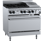 B+S Black Oven with Four Open Burners & 300mm Grill Plate Natural Gas