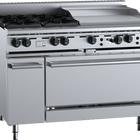 B+S Black Oven with Four Open Burners & 600mm Grill Plate Natural Gas