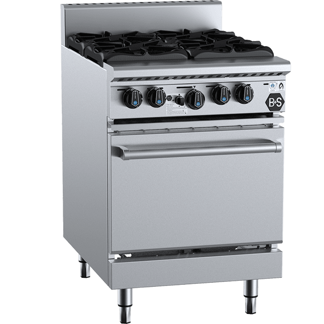 B+S Black Four Burner Oven Natural Gas