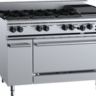 B+S Black Oven with Six Open Burners & 300mm Char Broiler Natural Gas