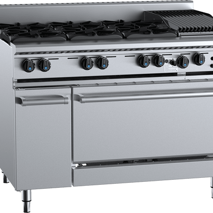 B+S Black Oven with Six Open Burners & 300mm Char Broiler LPG