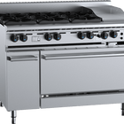 B+S Black Oven with Six Open Burners & 300mm Grill Plate Natural Gas