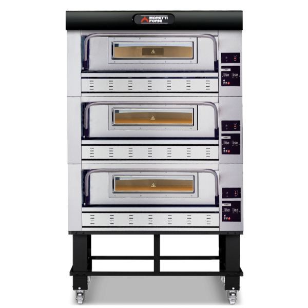 Moretti Forni Gas Triple Deck Oven on Stand 27x 30cm Pizza COMP P110G B/3/S