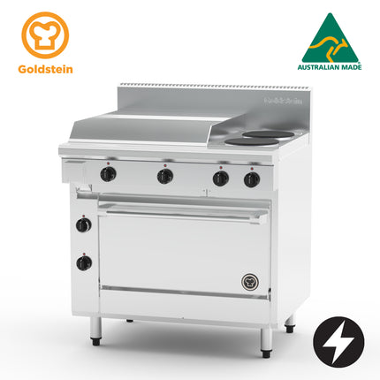 Goldstein Electric Oven Range, 2 Solid Plates, 605mm Griddle, Static Oven PE24G2S28-X