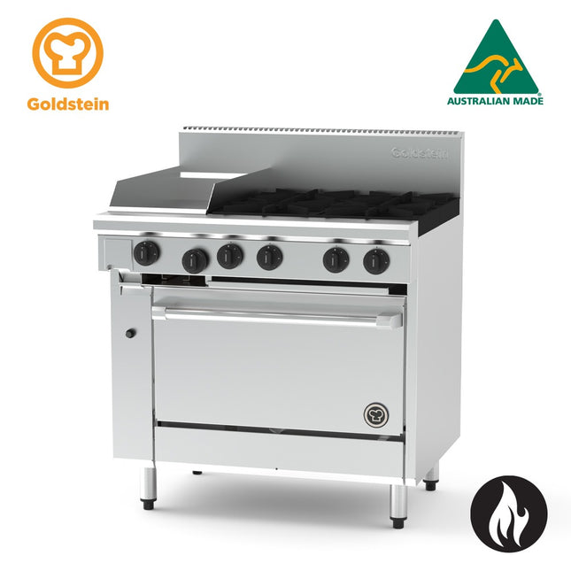 Goldstein Gas 4 Burners, 305 X 520 X 20 mm Griddle, 28'' Static Electric Oven PF12G428E-X