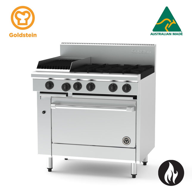 Goldstein Gas 4 Burners, 305 X 510 mm BBQ, 28" Fan Forced Electric Oven PF12Q428EFF-X