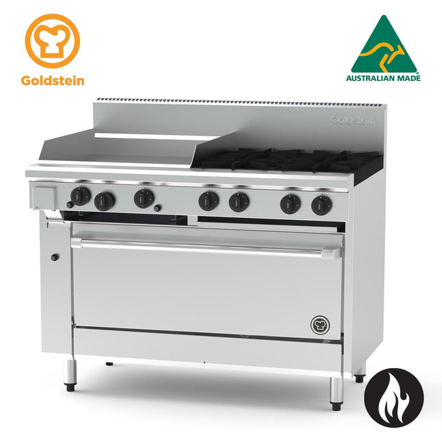 Goldstein Gas 4 Burners, 610 X 520 X 20 mm Griddle, 40'' Static Electric Oven PF24G440E-X