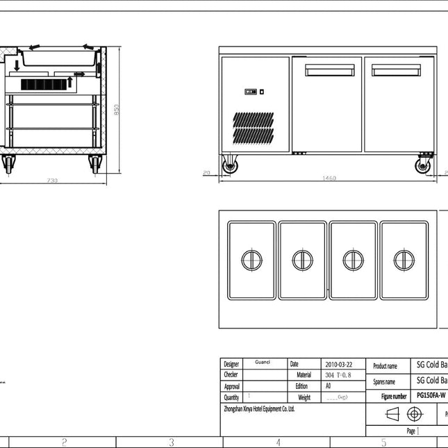 Thermaster PG150FA-B salad/noodle/sandwich prep bar fridge — view 2