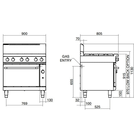 Waldorf 800 Series RN8610G - 900mm Gas Range Gas Static Oven