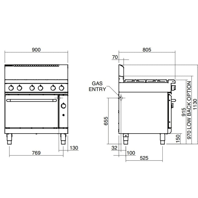 Waldorf 800 Series RN8610G - 900mm Gas Range Gas Static Oven
