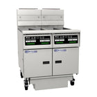 Pitco Electric Fryer Split Tank , Computer Control, Filter Drawer On Casters, Flush Hose, Double Fryer Bank On Casters SE14T-C/FD/FF