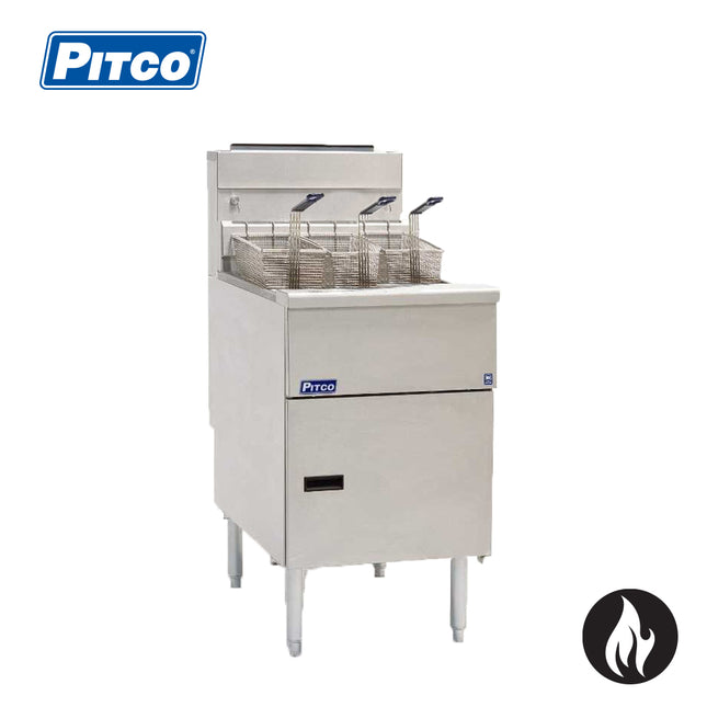 Pitco Gas Fryer 3 Baskets , 9'' Legs , Lid , 70 Kg's P/H , 36 Lt Oil Capacity SG18S