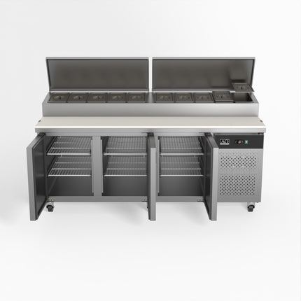 AG 580L 3 Door Saladette Prep Fridge 10 x 1/3 GN SH3000-800